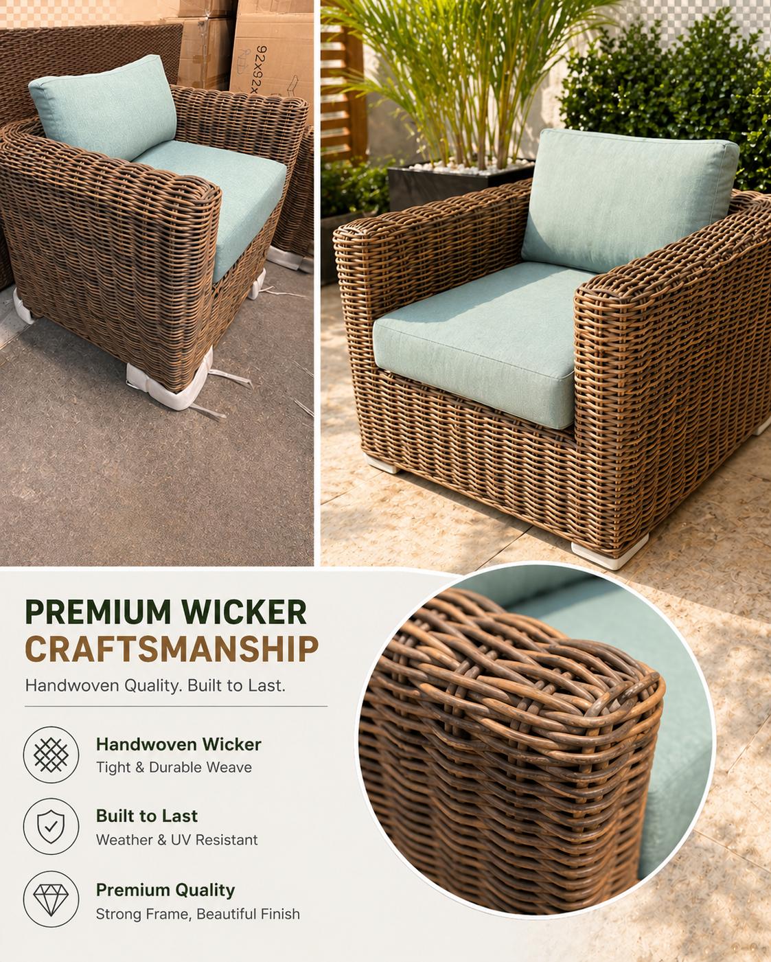 Coastal Full Round Wicker Conversation Set