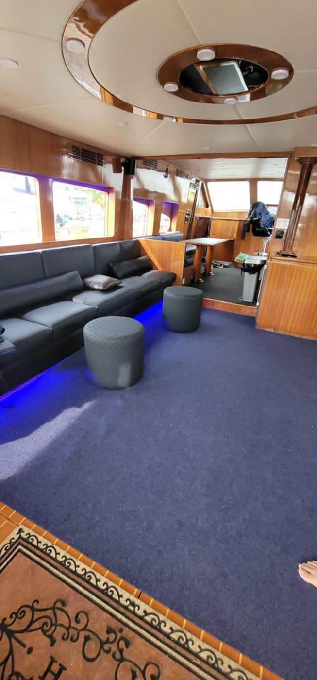 Boat saloon sofa and ottoman marine upholstery