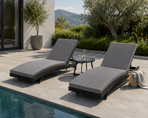Elite outdoor rattan sun lounger set with side table
