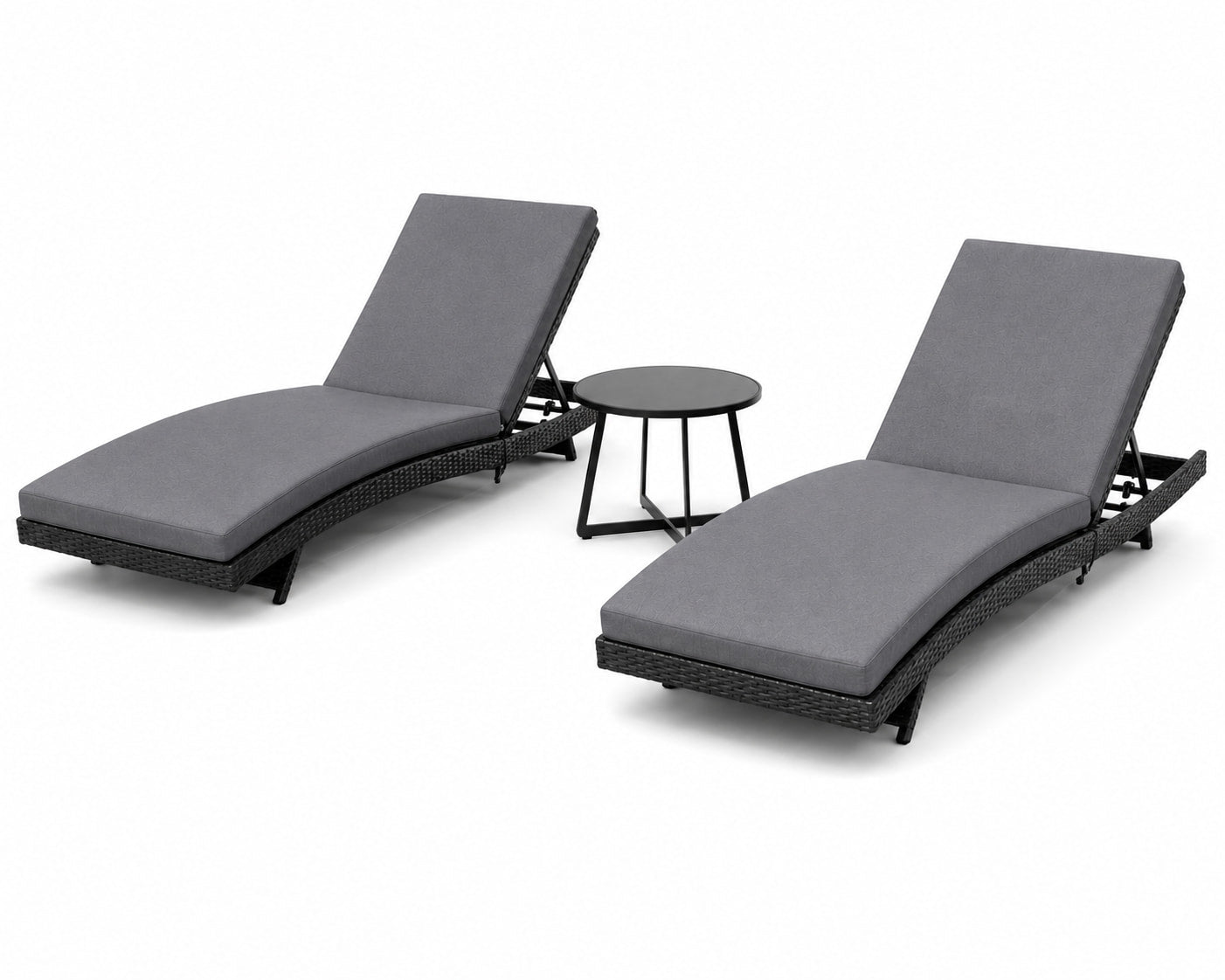 Elite 3-piece outdoor sun lounger set with side table