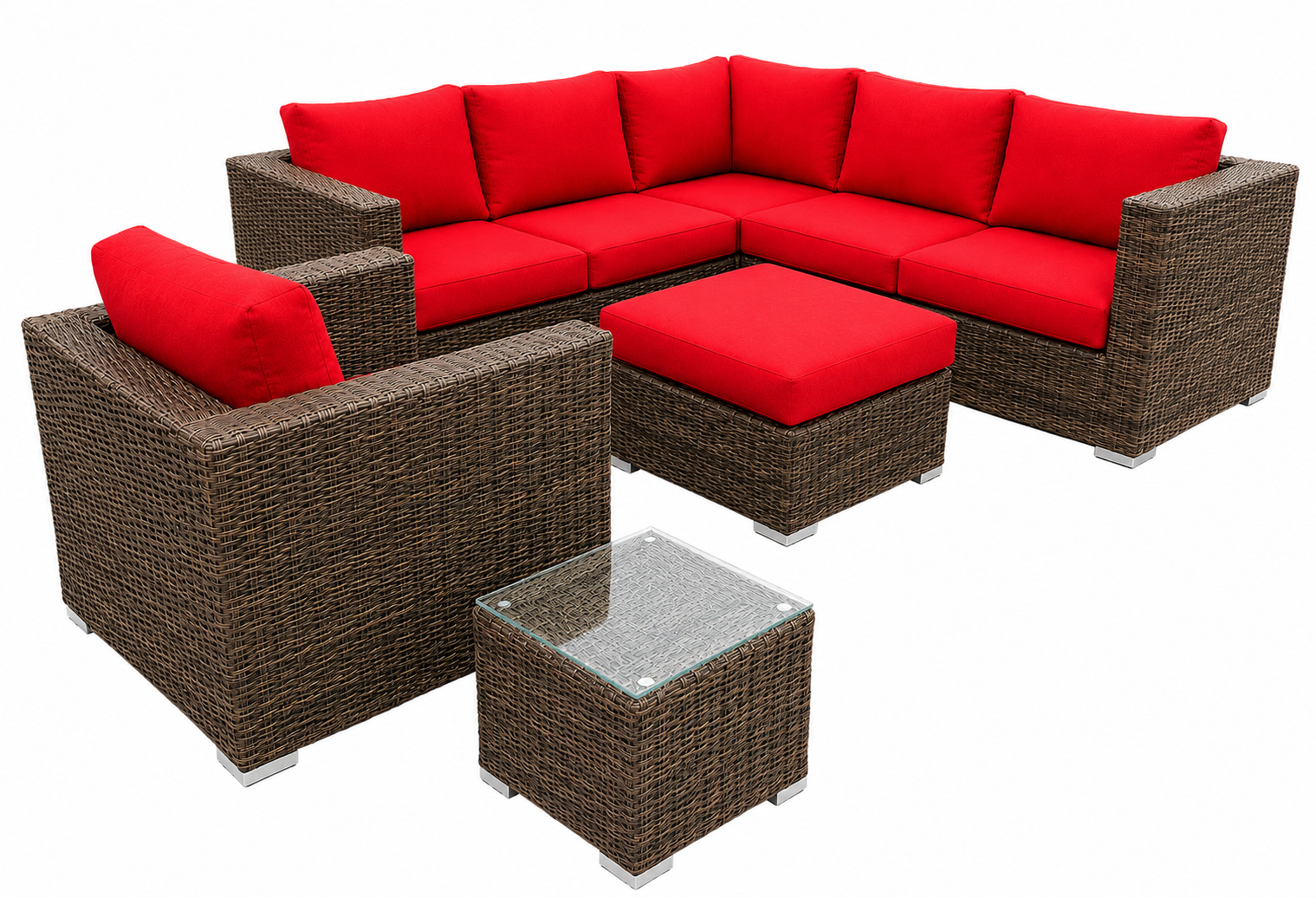 Marrakech 5-seater outdoor sectional set in Sunbrella Canvas Jockey Red