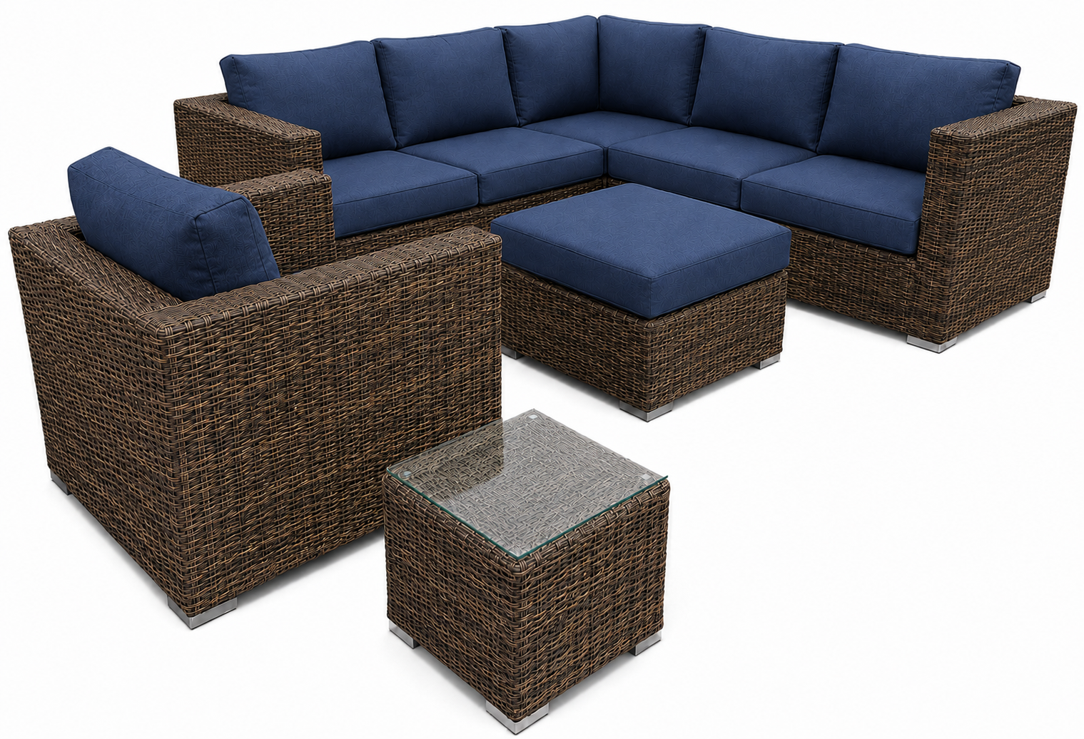 Marrakech 5-seater outdoor sectional set in Sunbrella Canvas Sapphire Blue