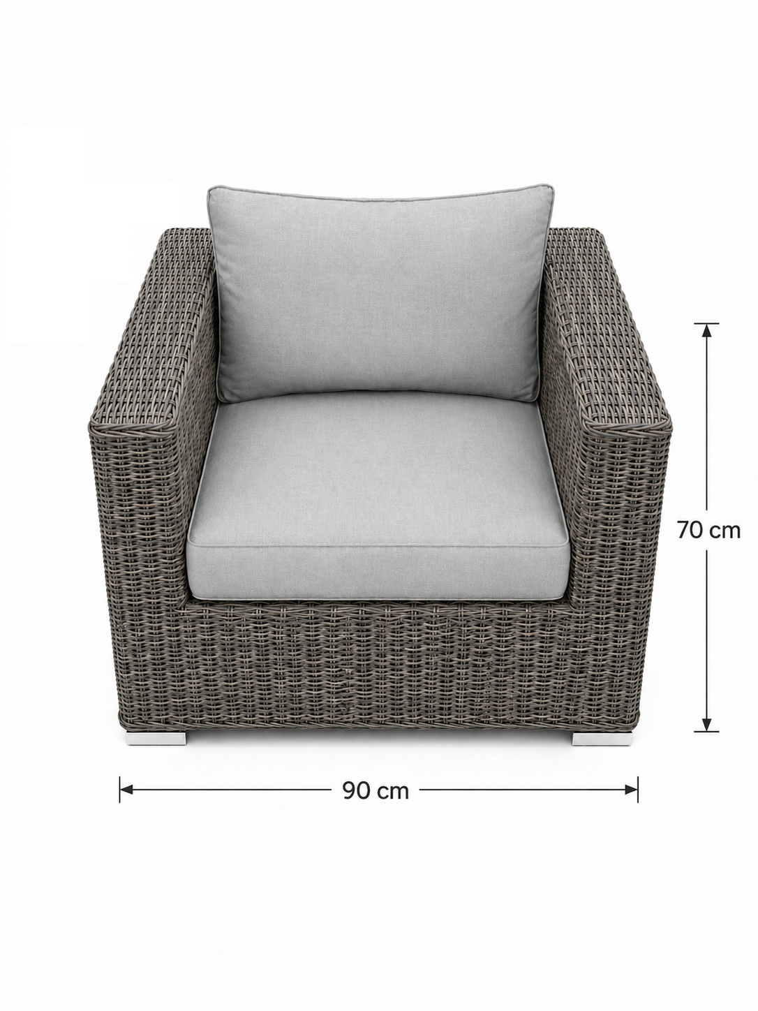 Marrakech outdoor club chair dimensions diagram in centimetres