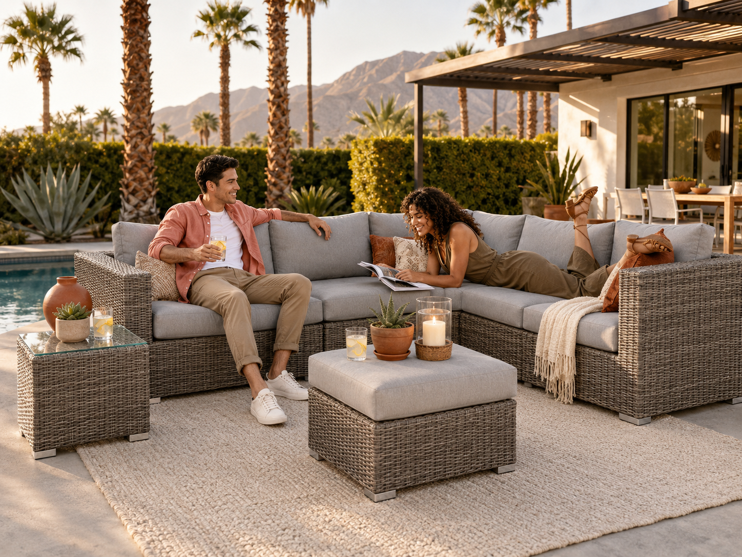 Marrakech sectional set in Cast Slate installed at a customer home in the Greater Toronto Area