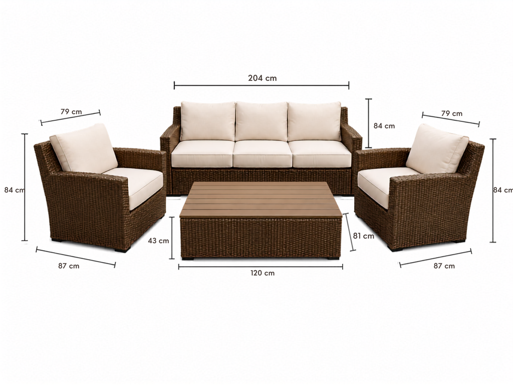 Royal Terrace conversation set dimensions diagram in centimetres